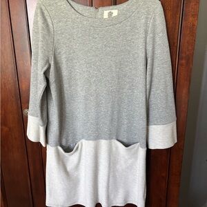 Gray and Cream Long Sleeve Dress